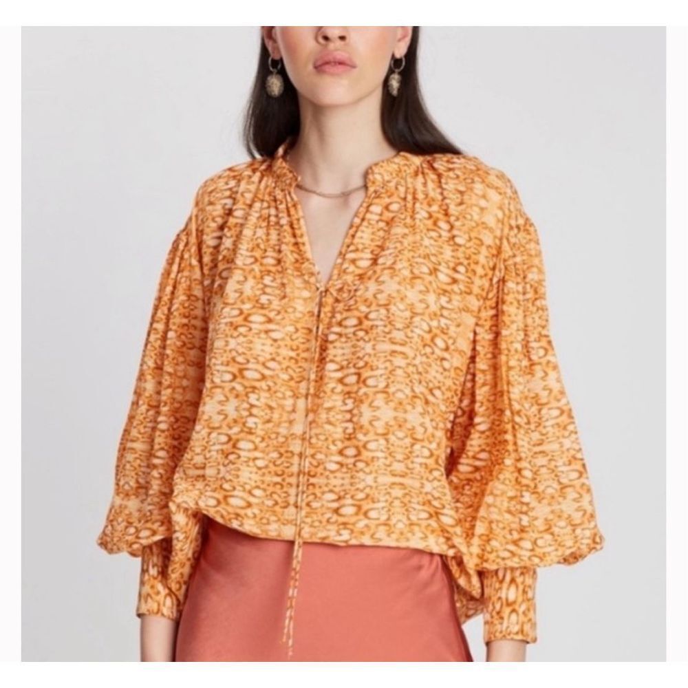 Anthropologie Kings Csilla Cecile Bishop sleeve Peasant Blouse Sz 8